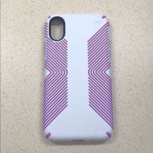 Speck iPhone X high impact phone case white purple